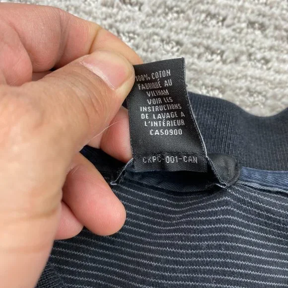 CK Calvin Klein Polo Shirt Men XXL Black Gray Striped Spell Out Chest Logo Golf - Picture 6 of 10